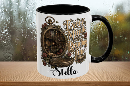 Every Minute Is Reading Time Personalized Mug, Custom Book Lover Coffee Mug, Dark Academia Reader Gift, Gothic BookTok Mug, Literary Tea Cup