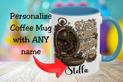 Every Minute Is Reading Time Personalized Mug, Custom Book Lover Coffee Mug, Dark Academia Reader Gift, Gothic BookTok Mug, Literary Tea Cup