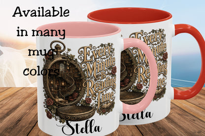 Every Minute Is Reading Time Personalized Mug, Custom Book Lover Coffee Mug, Dark Academia Reader Gift, Gothic BookTok Mug, Literary Tea Cup