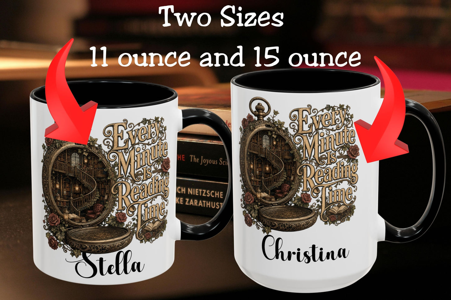 Every Minute Is Reading Time Personalized Mug, Custom Book Lover Coffee Mug, Dark Academia Reader Gift, Gothic BookTok Mug, Literary Tea Cup