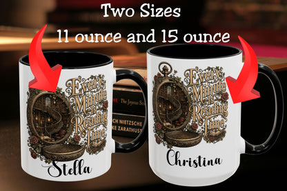 Every Minute Is Reading Time Personalized Mug, Custom Book Lover Coffee Mug, Dark Academia Reader Gift, Gothic BookTok Mug, Literary Tea Cup