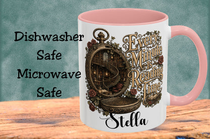 Every Minute Is Reading Time Personalized Mug, Custom Book Lover Coffee Mug, Dark Academia Reader Gift, Gothic BookTok Mug, Literary Tea Cup