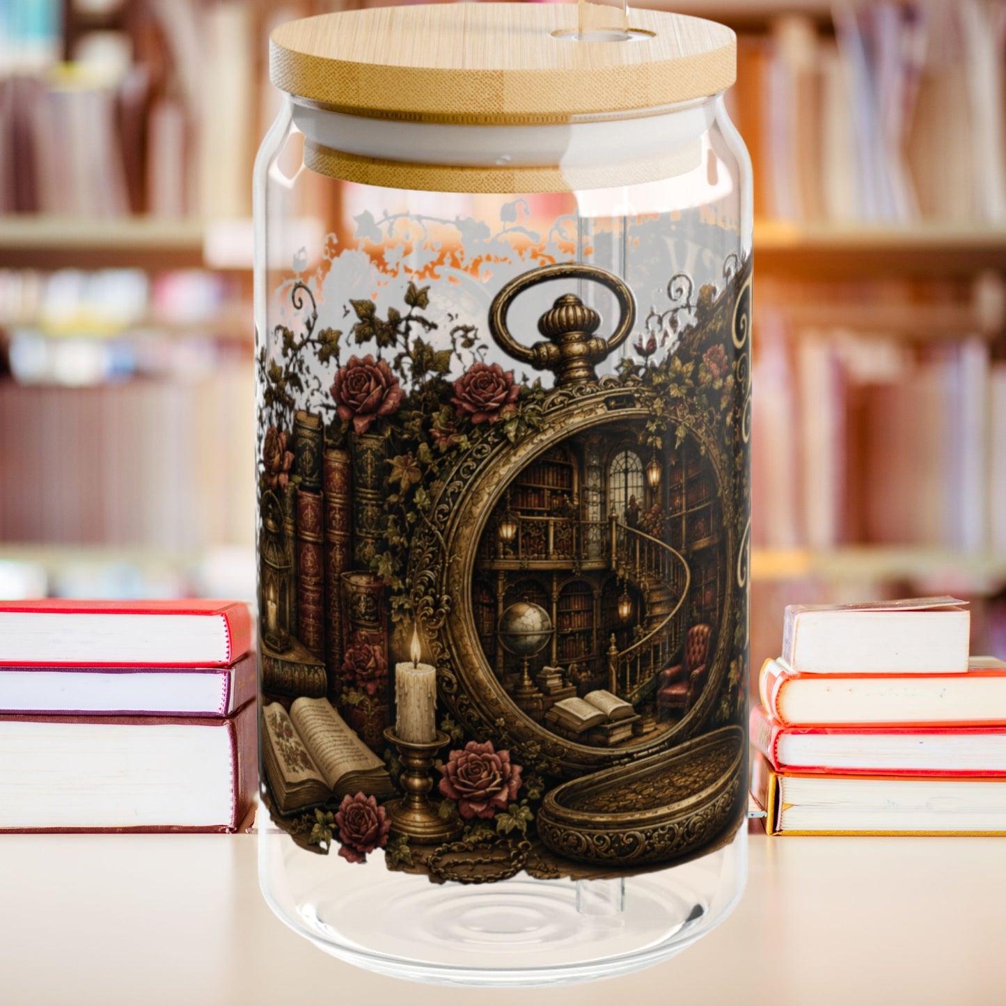 Every Minute Is Reading Time Glass Cup, Personalized Book Lover Glass Can, Dark Academia Iced Coffee Cup, Gothic BookTok Gift