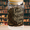 Every Minute Is Reading Time Glass Cup, Personalized Book Lover Glass Can, Dark Academia Iced Coffee Cup, Gothic BookTok Gift