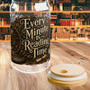 Every Minute Is Reading Time Glass Cup, Personalized Book Lover Glass Can, Dark Academia Iced Coffee Cup, Gothic BookTok Gift