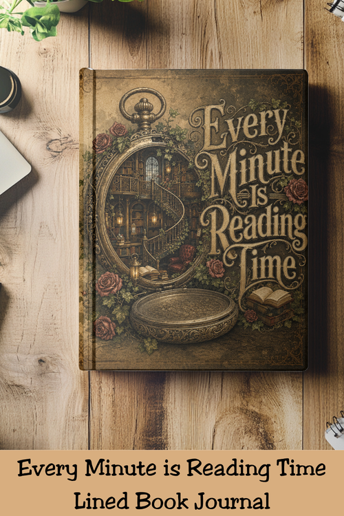 Every Minute Is Reading Time Journal, Personalized Book Lover Notebook, Dark Academia Reading Journal, Gothic Literary Hardcover Journal