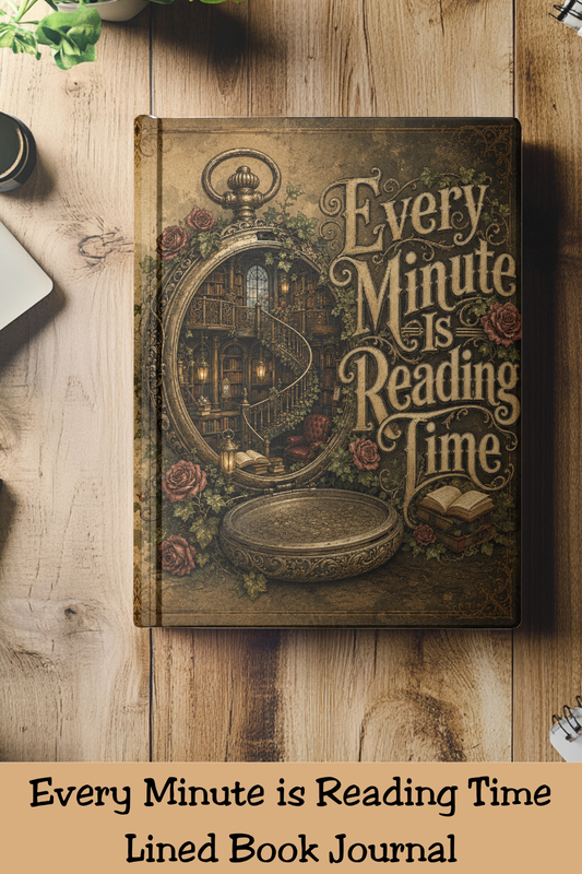 Every Minute Is Reading Time Journal, Personalized Book Lover Notebook, Dark Academia Reading Journal, Gothic Literary Hardcover Journal