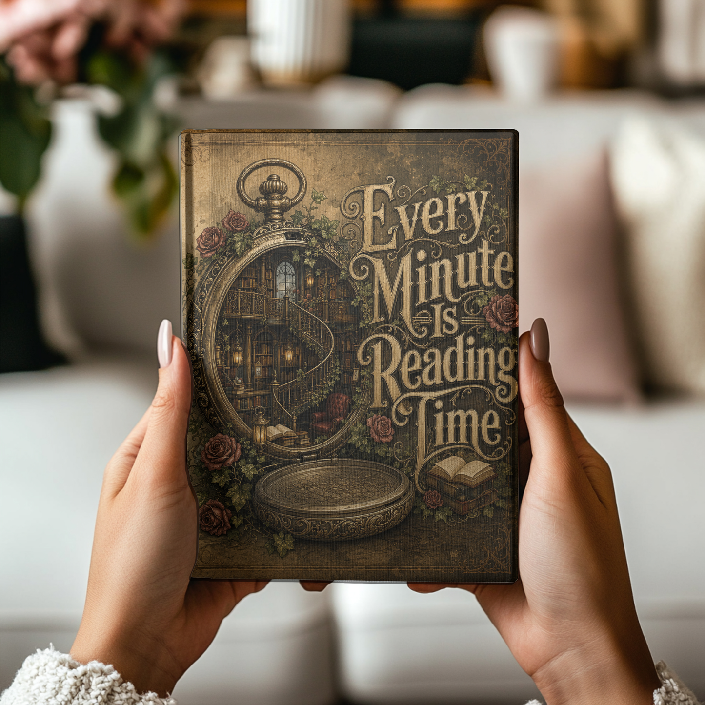Every Minute Is Reading Time Journal, Personalized Book Lover Notebook, Dark Academia Reading Journal, Gothic Literary Hardcover Journal