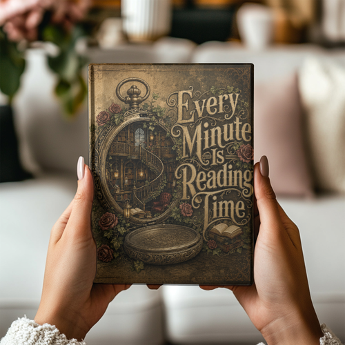 Every Minute Is Reading Time Journal, Personalized Book Lover Notebook, Dark Academia Reading Journal, Gothic Literary Hardcover Journal