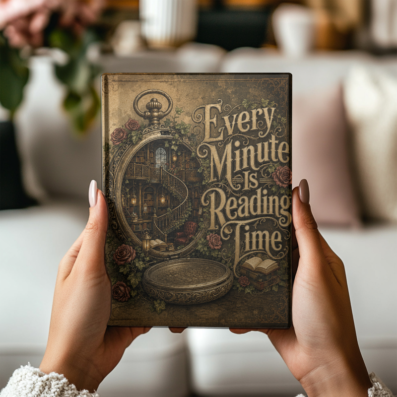 Every Minute Is Reading Time Journal, Personalized Book Lover Notebook, Dark Academia Reading Journal, Gothic Literary Hardcover Journal