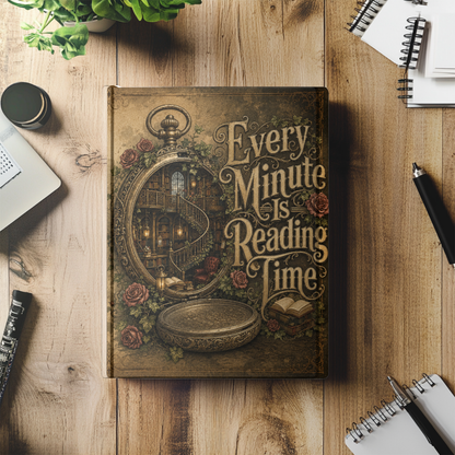 Every Minute Is Reading Time Journal, Personalized Book Lover Notebook, Dark Academia Reading Journal, Gothic Literary Hardcover Journal