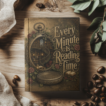 Every Minute Is Reading Time Journal, Personalized Book Lover Notebook, Dark Academia Reading Journal, Gothic Literary Hardcover Journal