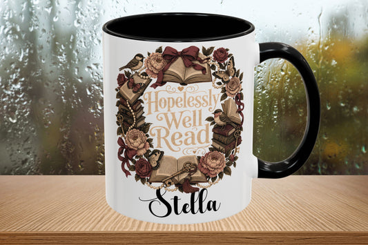 Hopelessly Well Read Personalized Mug, Custom Book Lover Coffee Mug, Romance Reader Gift, BookTok Mug, Cottagecore Literary Cup