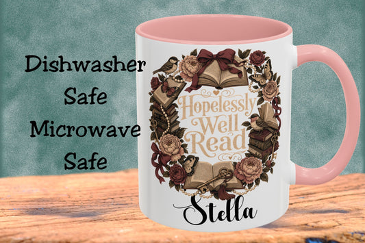 Hopelessly Well Read Personalized Mug, Custom Book Lover Coffee Mug, Romance Reader Gift, BookTok Mug, Cottagecore Literary Cup