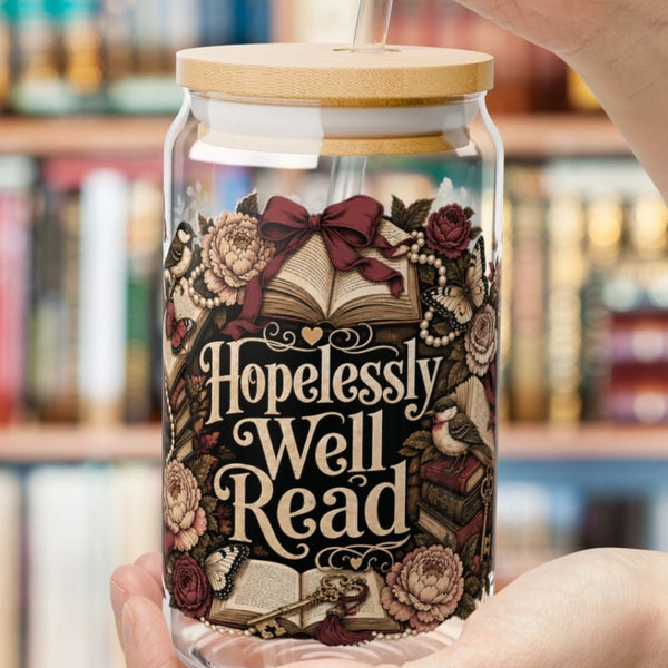 Your favorite iced drink deserves a bookish companion. 📚🧋 The Hopelessly Well Read personalized glass cup is perfect for iced coffee lovers, romance readers, and BookTok fans. Featuring vintage books, blooming florals, butterflies, birds, antique keys, and elegant pearl details, this charming 16 oz glass brings cozy cottagecore vibes to every reading session. A beautiful personalized gift for every book lover.

#HopelesslyWellRead #PersonalizedGlassCup #BookLoverGift #BookTokMadeMeBuyIt #IcedCoffeeLover #