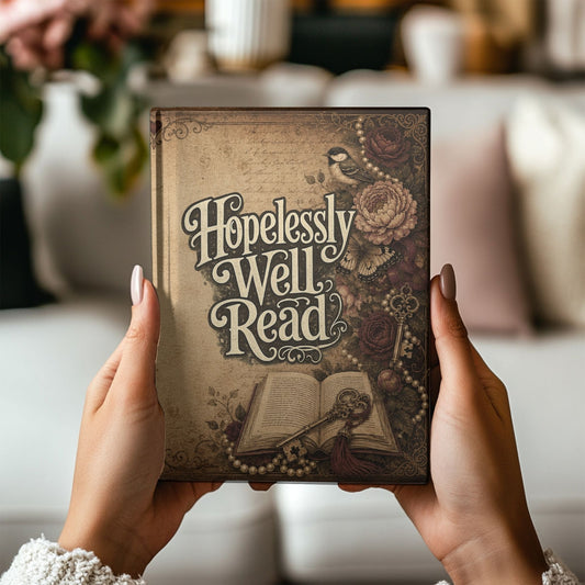 Hopelessly Well Read Journal, Personalized Book Lover Notebook, Cottagecore Reading Journal, Romance Reader Hardcover Journal