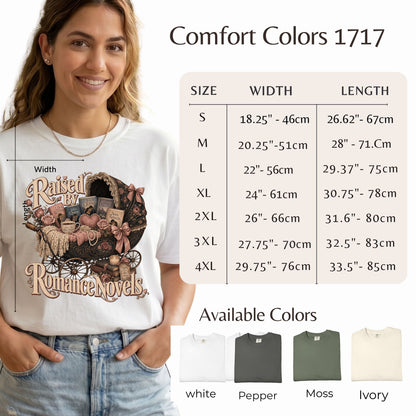 Raised by Romance Novels Shirt, Vintage Book Lover Tee, BookTok Romance Reader Graphic T-Shirt, Literary Gift for Readers