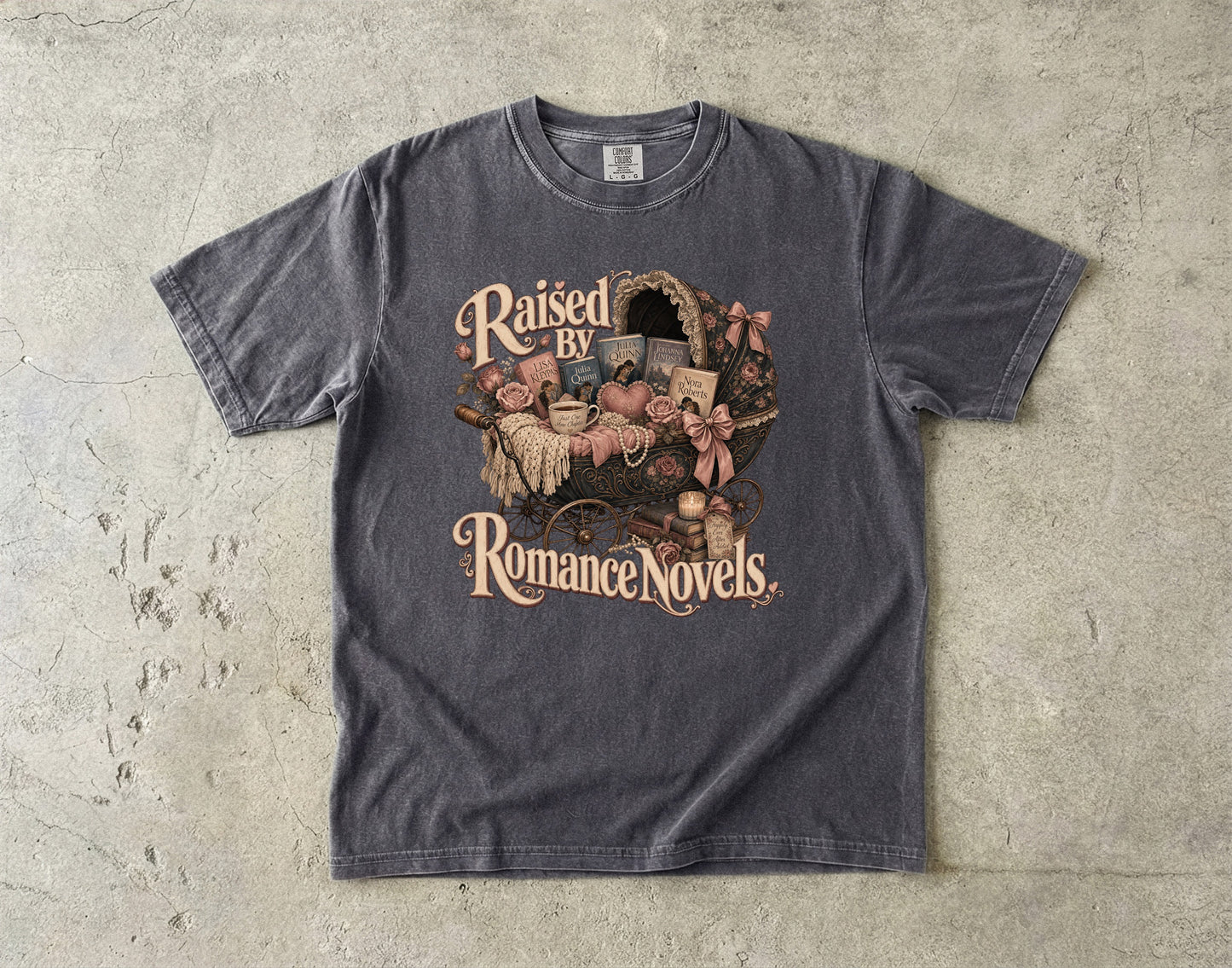 Raised by Romance Novels Shirt, Vintage Book Lover Tee, BookTok Romance Reader Graphic T-Shirt, Literary Gift for Readers