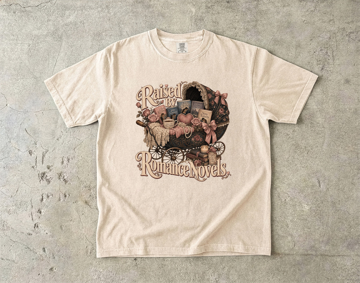 Raised by Romance Novels Shirt, Vintage Book Lover Tee, BookTok Romance Reader Graphic T-Shirt, Literary Gift for Readers