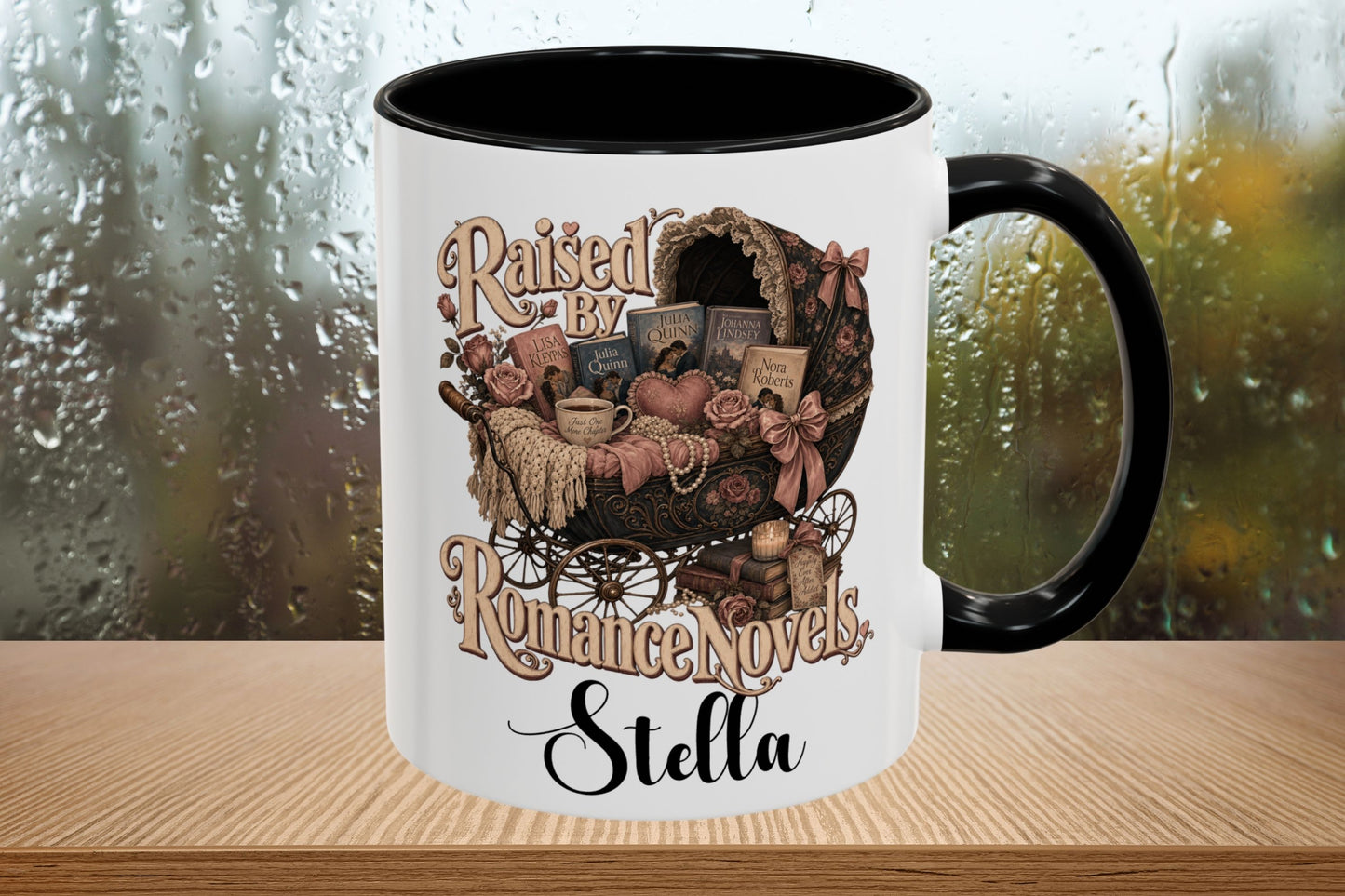 Raised by Romance Novels Personalized Mug, Custom Book Lover Coffee Mug, BookTok Reader Gift, Romance Reader Cup