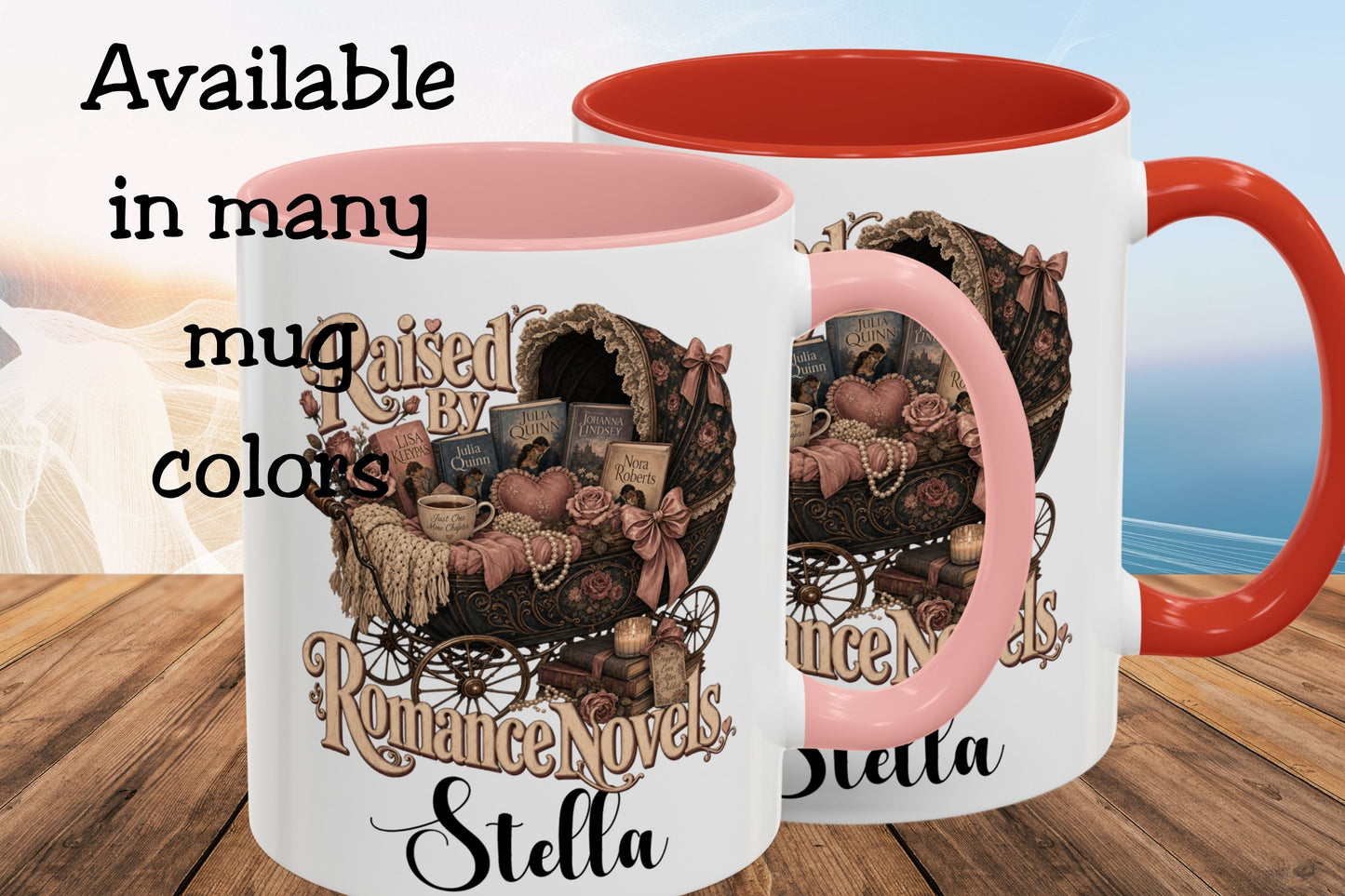Raised by Romance Novels Personalized Mug, Custom Book Lover Coffee Mug, BookTok Reader Gift, Romance Reader Cup