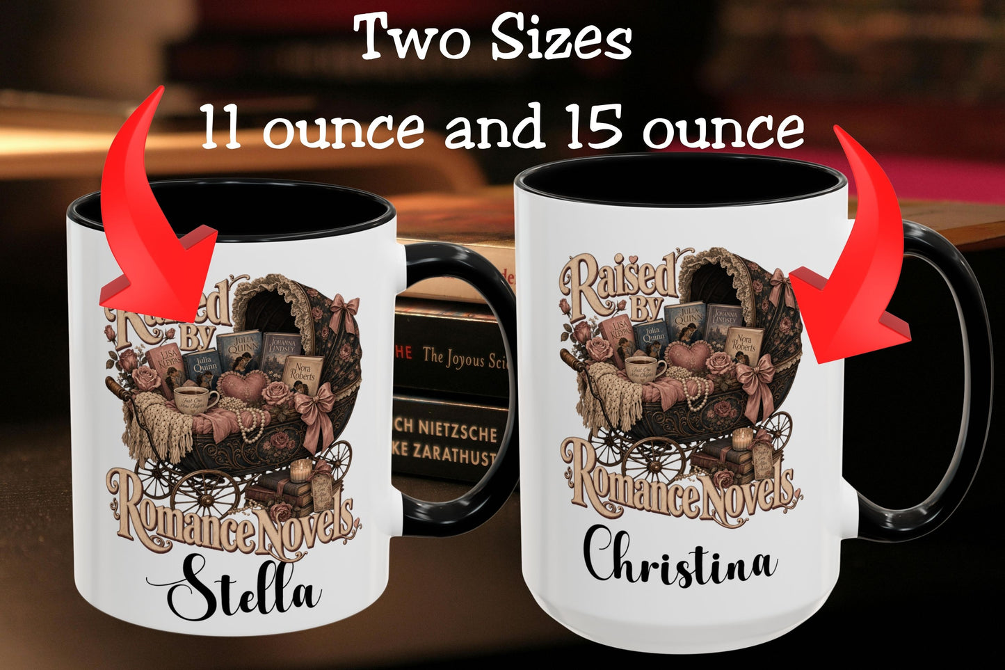 Raised by Romance Novels Personalized Mug, Custom Book Lover Coffee Mug, BookTok Reader Gift, Romance Reader Cup