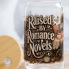Raised by Romance Novels Personalized Glass Cup, Book Lover Iced Coffee Cup, BookTok Romance Reader Gift , 16 oz Libbey Glass Can