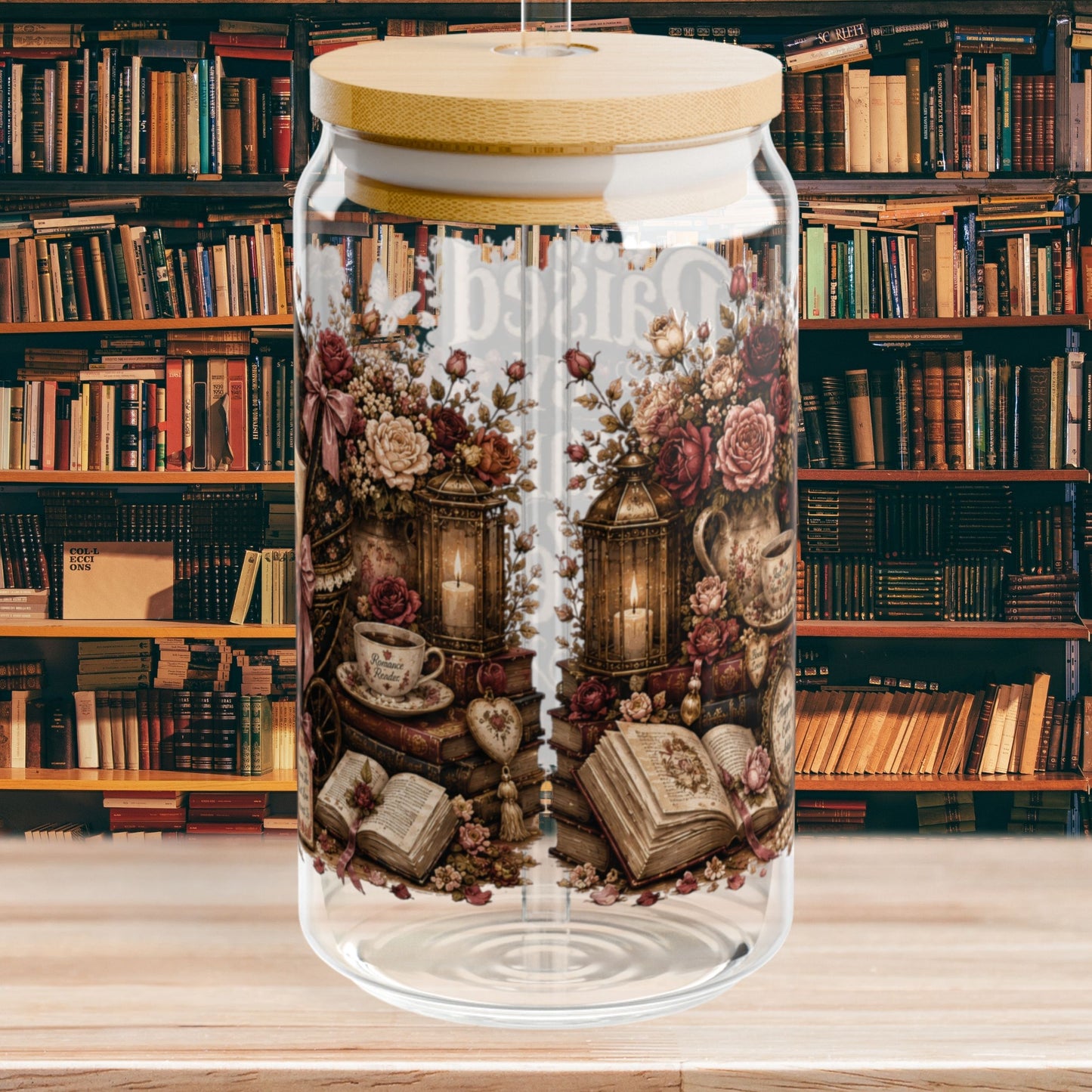 Raised by Romance Novels Personalized Glass Cup, Book Lover Iced Coffee Cup, BookTok Romance Reader Gift , 16 oz Libbey Glass Can