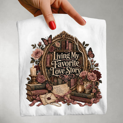 Living My Favorite Love Story Tote Bag, Book Lover Tote, Romance Reader Bag, BookTok Book Bag, Literary Gift for Readers