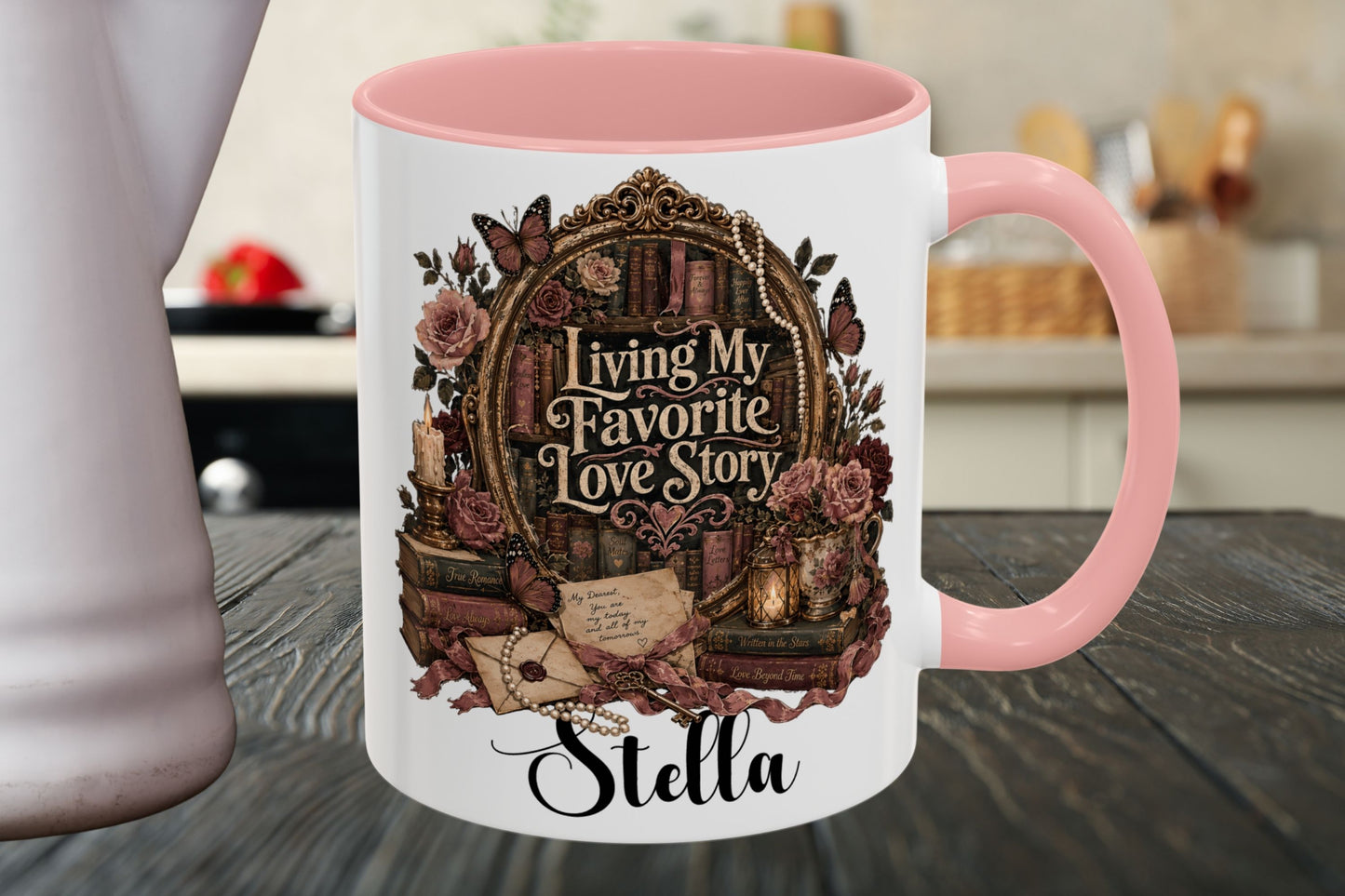 Living My Favorite Love Story Personalized Mug, Book Lover Coffee Mug, Romance Reader Gift, BookTok Mug, Literary Coffee Cup