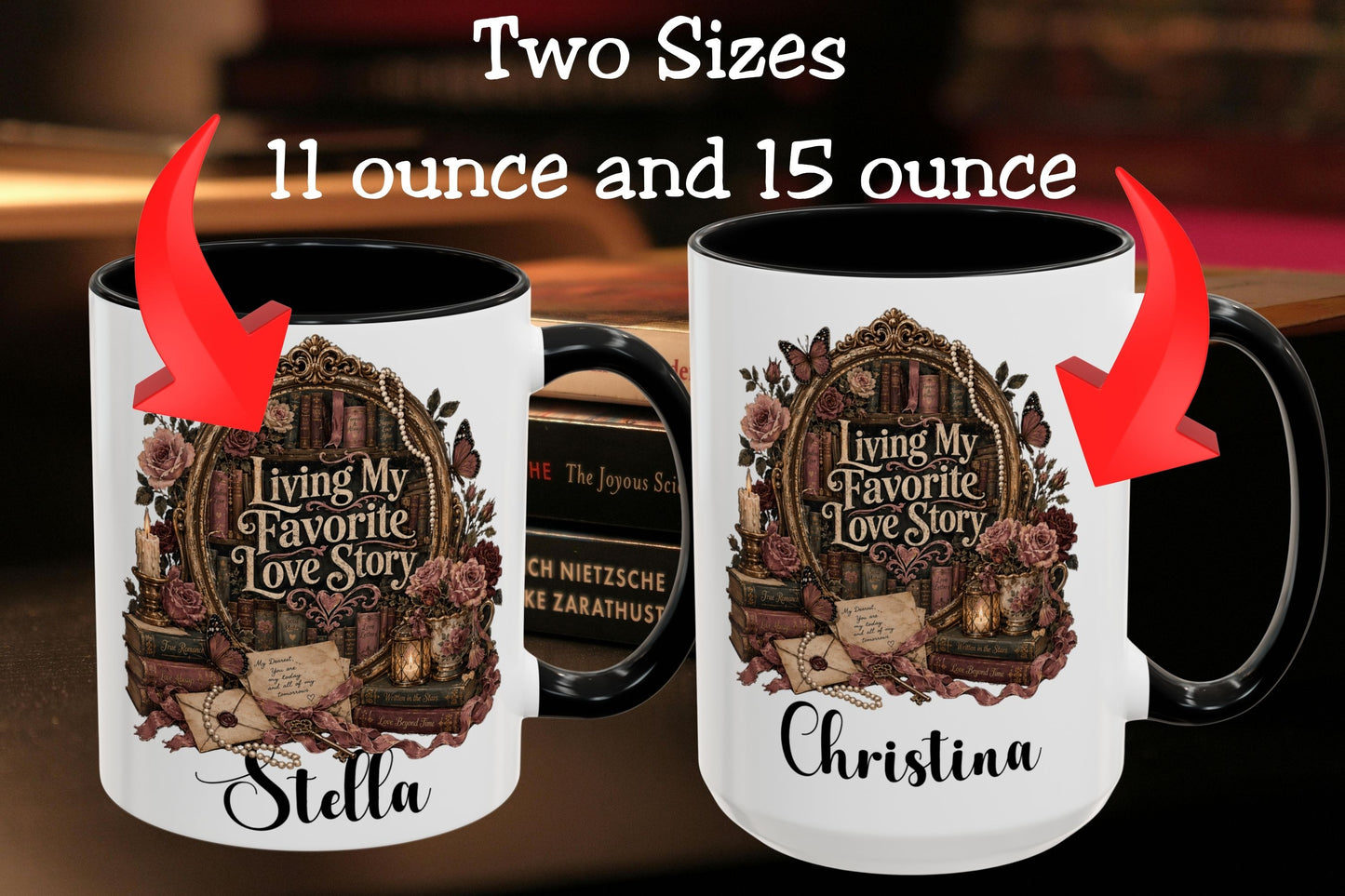 Living My Favorite Love Story Personalized Mug, Book Lover Coffee Mug, Romance Reader Gift, BookTok Mug, Literary Coffee Cup