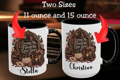 Living My Favorite Love Story Personalized Mug, Book Lover Coffee Mug, Romance Reader Gift, BookTok Mug, Literary Coffee Cup