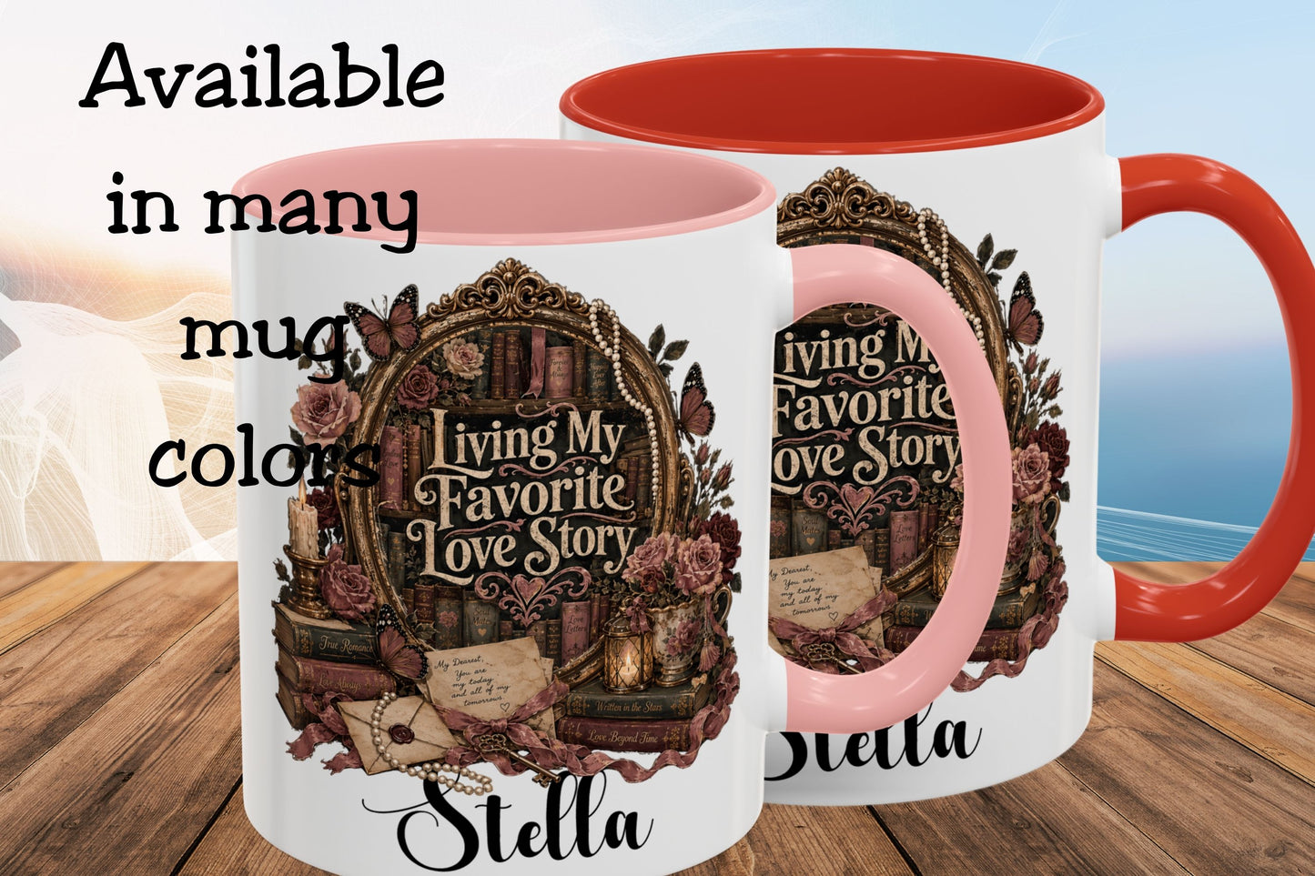 Living My Favorite Love Story Personalized Mug, Book Lover Coffee Mug, Romance Reader Gift, BookTok Mug, Literary Coffee Cup