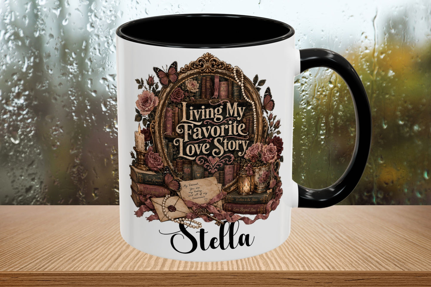 Living My Favorite Love Story Personalized Mug, Book Lover Coffee Mug, Romance Reader Gift, BookTok Mug, Literary Coffee Cup