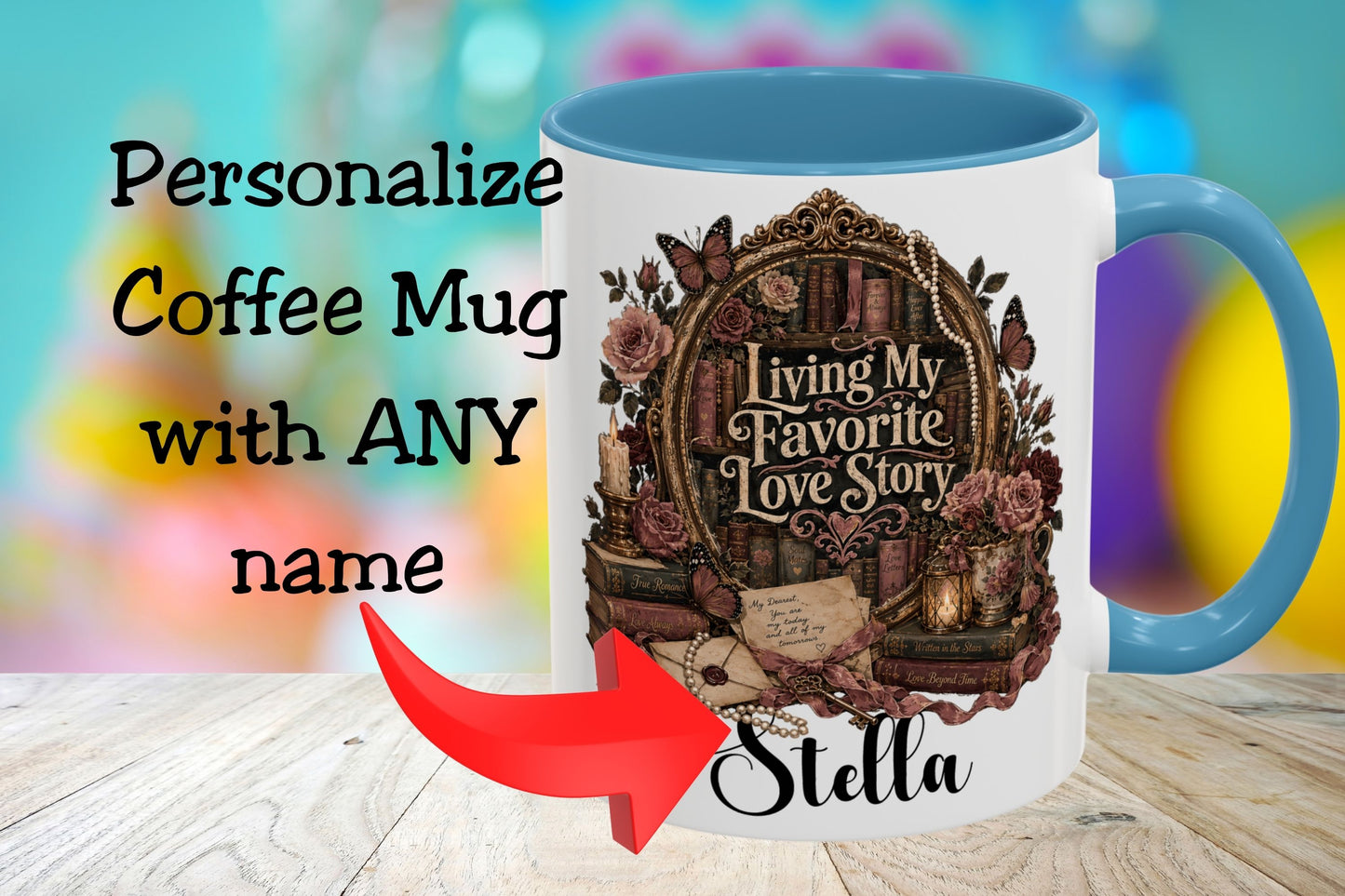 Living My Favorite Love Story Personalized Mug, Book Lover Coffee Mug, Romance Reader Gift, BookTok Mug, Literary Coffee Cup