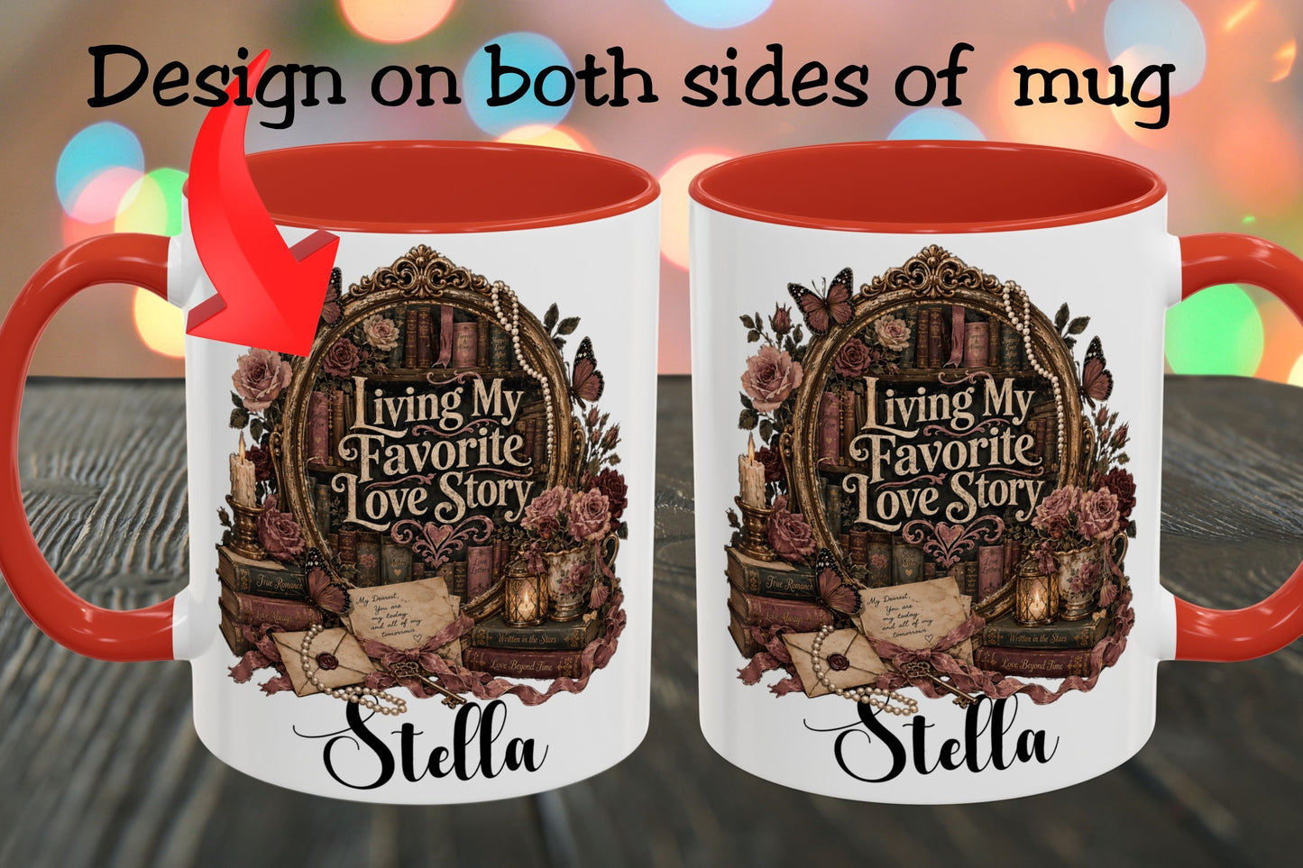 Living My Favorite Love Story Personalized Mug, Book Lover Coffee Mug, Romance Reader Gift, BookTok Mug, Literary Coffee Cup