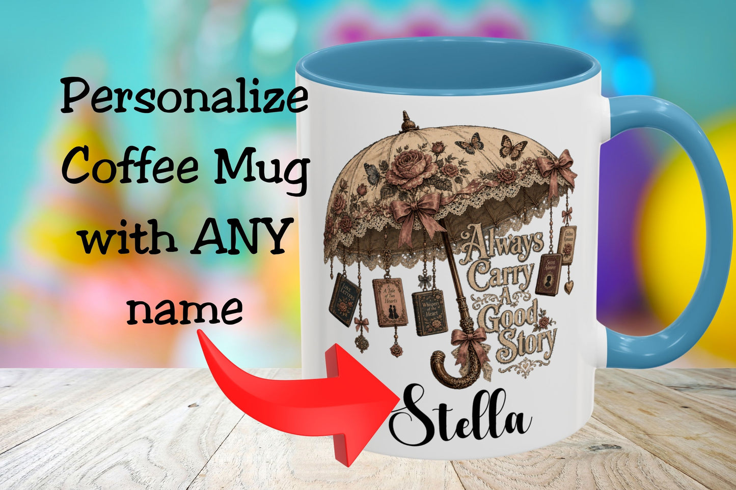 Always Carry a Good Story Personalized Mug, Custom Book Lover Coffee Mug, Romance Reader Gift, BookTok Cup, Literary Mug