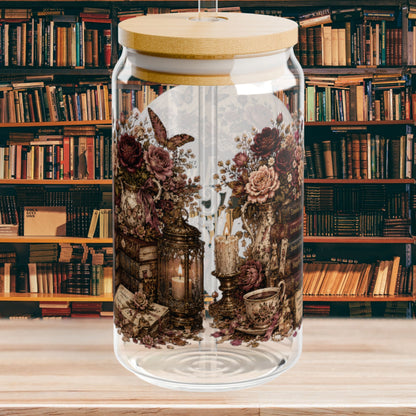 Always Carry a Good Story Glass Cup, Book Lover Iced Coffee Glass, Romance Reader Cup, BookTok Glass Can, Literary Drinkware