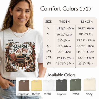 Booked All Day Shirt, Book Lover Graphic Tee, Reading Shirt, Cozy Bookish Apparel, BookTok Shirt, Romance Reader Gift