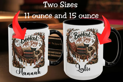 Booked All Day Personalized Mug, Custom Book Lover Coffee Mug, Reading Mug, BookTok Gift, Cozy Reader Cup, Literary Mug