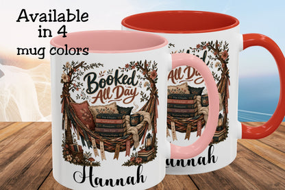 Booked All Day Personalized Mug, Custom Book Lover Coffee Mug, Reading Mug, BookTok Gift, Cozy Reader Cup, Literary Mug