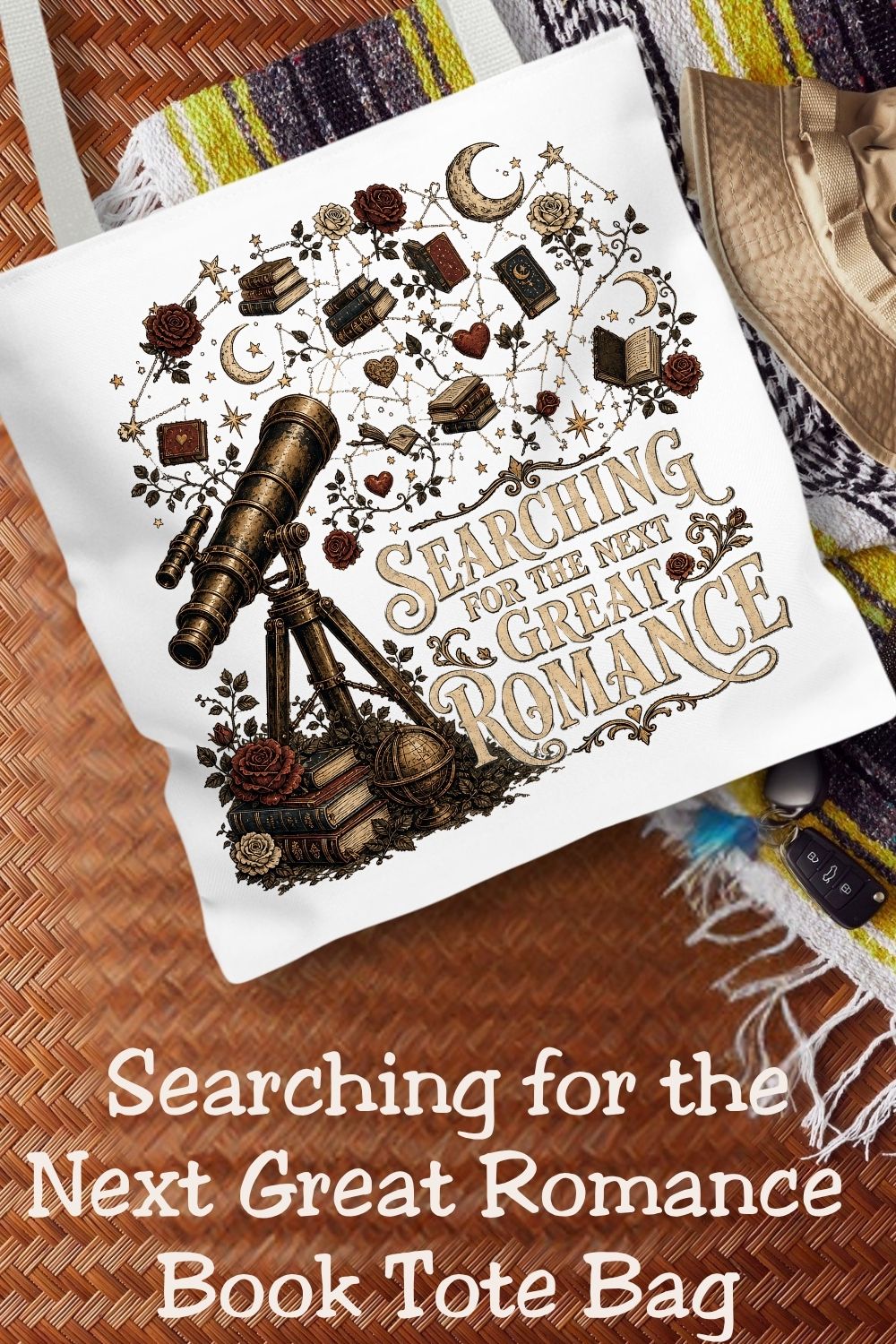 Searching for the Next Great Romance Tote Bag, Book Lover Tote, Romance Reader Bag, BookTok Gift, Literary Book Bag