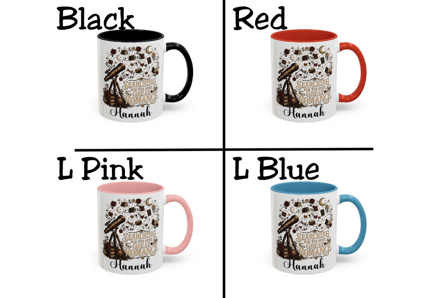 Searching for the Next Great Romance Personalized Mug, Custom Book Lover Coffee Mug, Romance Reader Gift, BookTok Cup
