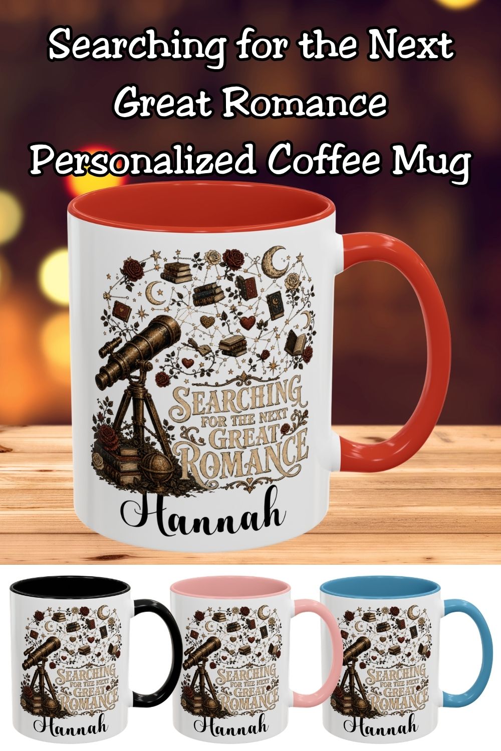 Searching for the Next Great Romance Personalized Mug, Custom Book Lover Coffee Mug, Romance Reader Gift, BookTok Cup