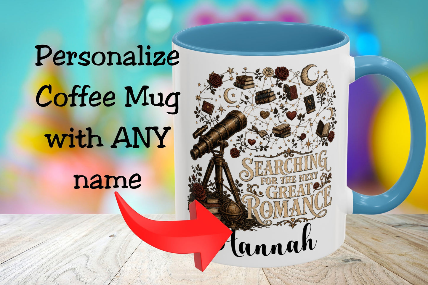 Searching for the Next Great Romance Personalized Mug, Custom Book Lover Coffee Mug, Romance Reader Gift, BookTok Cup