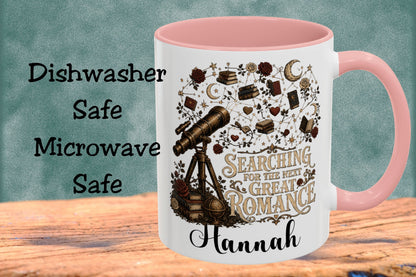 Searching for the Next Great Romance Personalized Mug, Custom Book Lover Coffee Mug, Romance Reader Gift, BookTok Cup