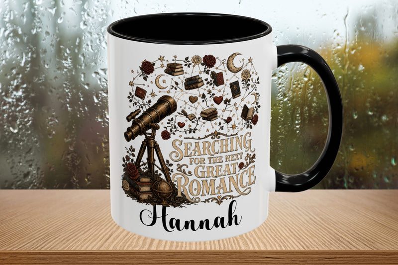 Searching for the Next Great Romance Personalized Mug, Custom Book Lover Coffee Mug, Romance Reader Gift, BookTok Cup