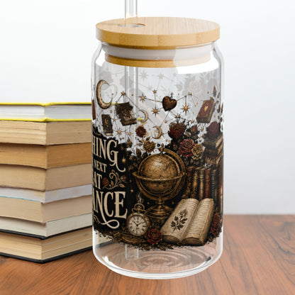 Searching for the Next Great Romance Glass Cup, Book Lover Iced Coffee Glass, Romance Reader Glass Can, BookTok Drinkware