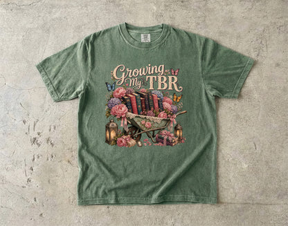 Growing My TBR Shirt, Book Lover Shirt, Reader Graphic Tee, Floral Book Shirt, Booktok Gift, Cozy Reader Tee, Bibliophile Gift
