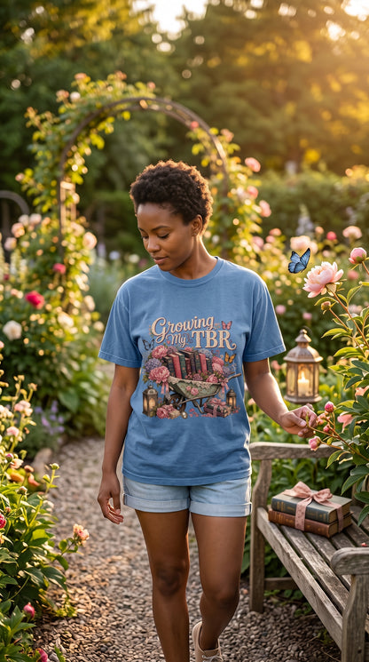 Growing My TBR Shirt, Book Lover Shirt, Reader Graphic Tee, Floral Book Shirt, Booktok Gift, Cozy Reader Tee, Bibliophile Gift